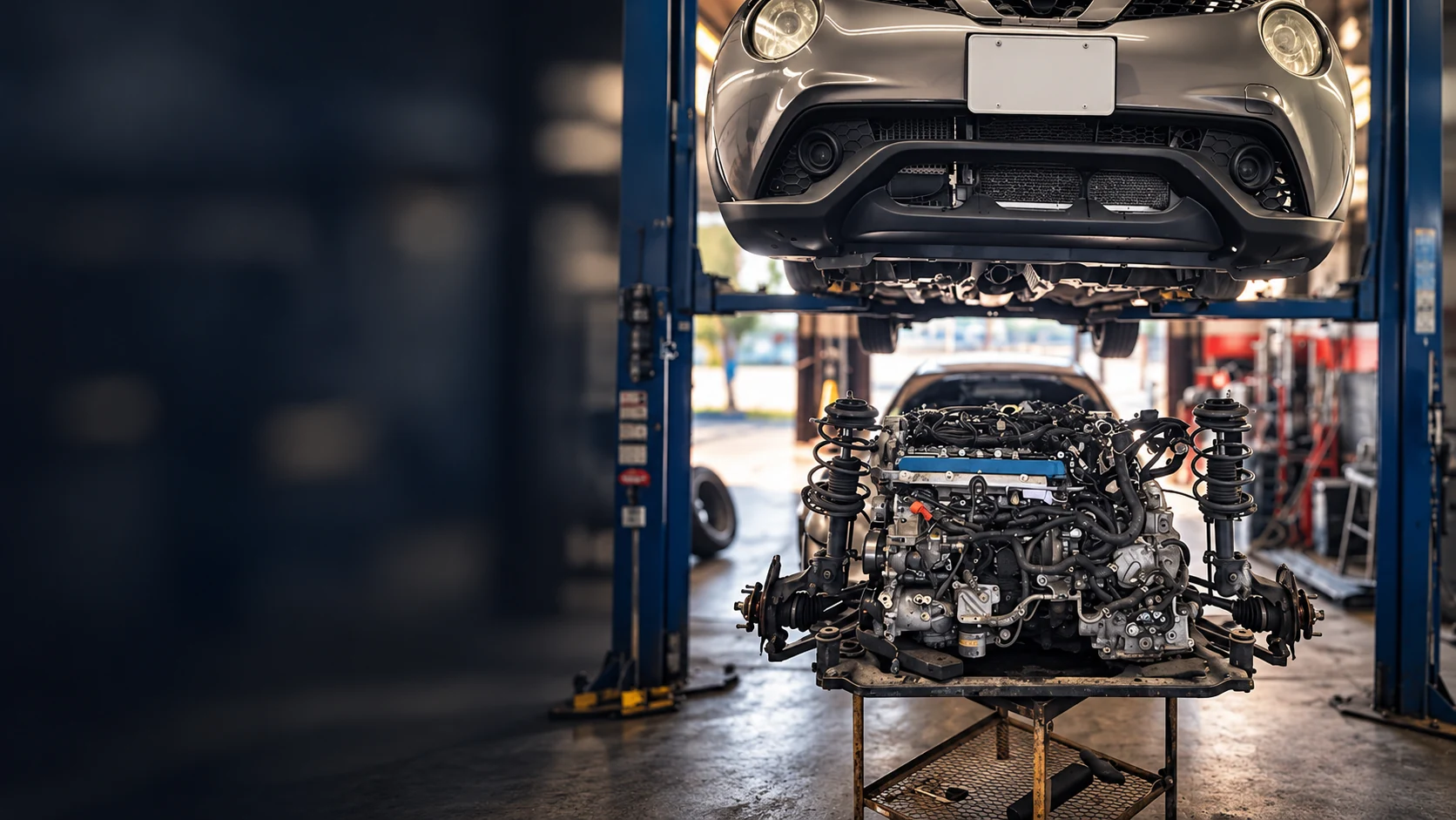 Edited photograph of work inside Memo’s Auto Repair